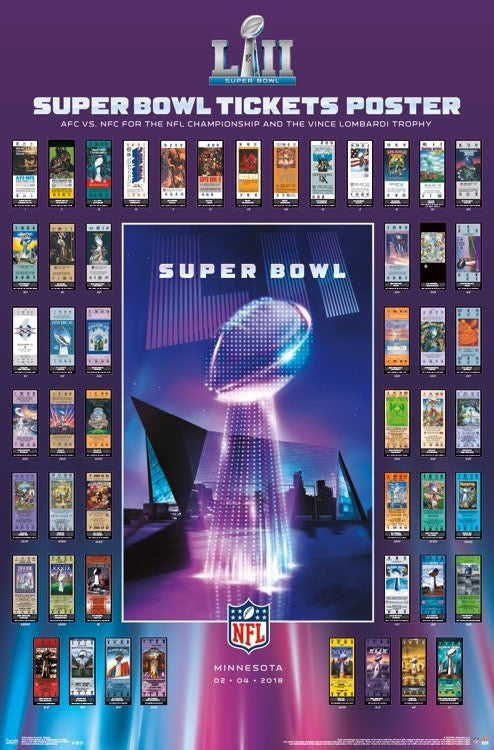 Super Bowl LII Tickets Poster Print - Rolled Wall Art