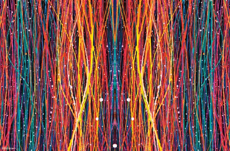 Paradise Lines Poster Print - A serene and colorful artwork perfect for home decor.