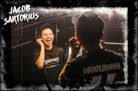 Jacob Sartorius Backstage Poster Print showcasing vibrant colors and artist's candid moment.