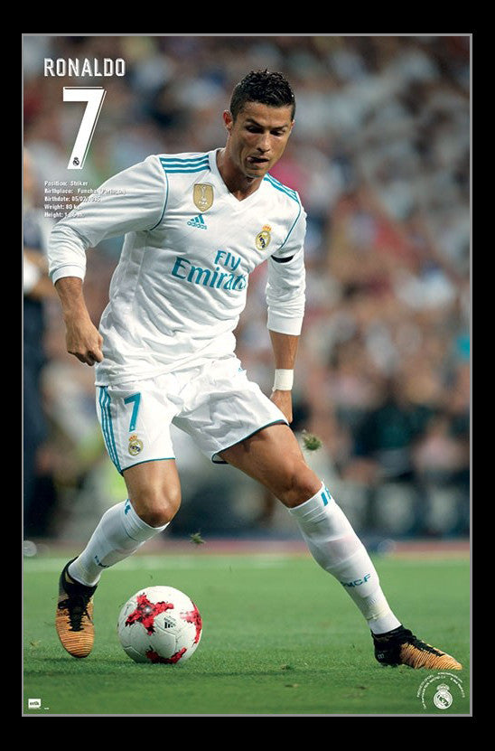 Cristiano Ronaldo Dribble Poster Print - Real Madrid