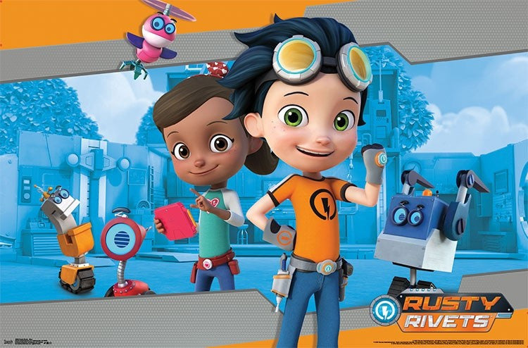 Rusty Rivets Blue Rolled Poster Print - 34x22