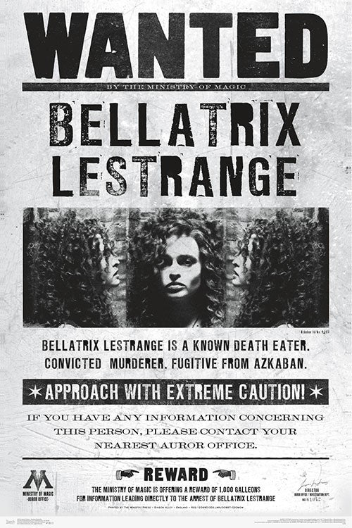Harry Potter Wanted Bellatrix Poster Print 22x34