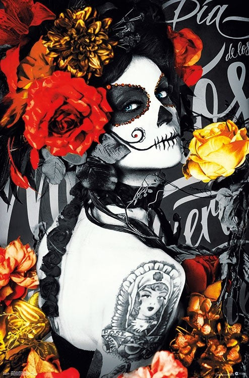 Dia de los Muertos Tattoo Poster Print - 22x34