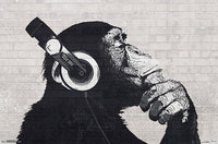Headphones Chimp Wall Poster Print 34x22 - Unique Décor
