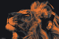 Lion with Headphones Poster Print - Stylish Wall Art