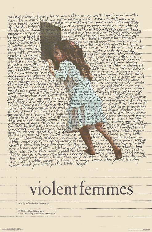 Violent Femmes Lyric Girl Tea Towel Poster Print 22x34