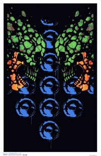Black Light Sonic Heads Poster Print featuring vibrant colors and unique design.