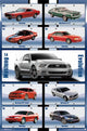 Mustang Evolution Poster Print showcasing the history of the iconic car.