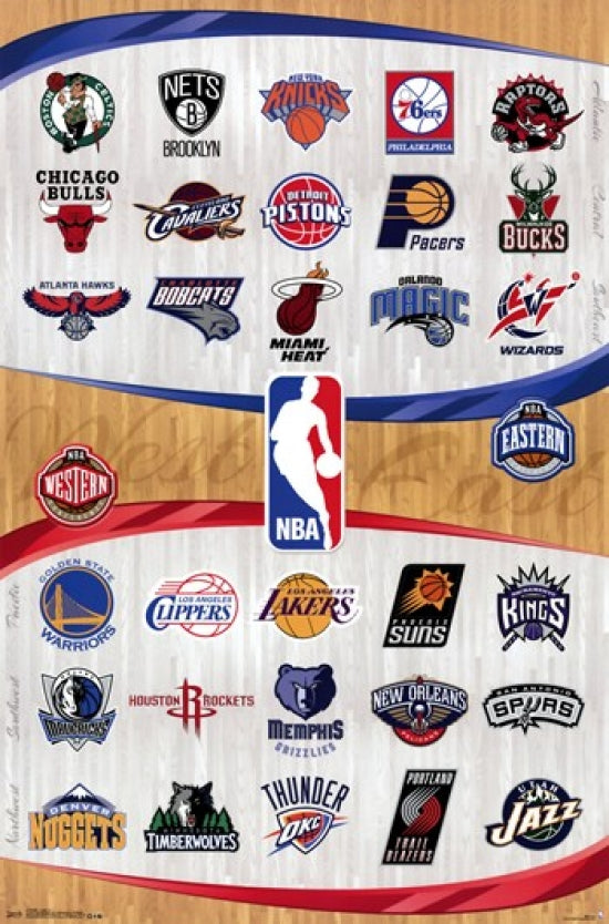 NBA Logos 13 Poster Print showcasing vibrant team emblems.