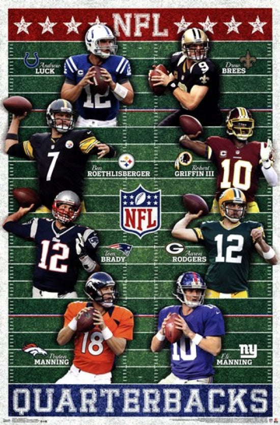 NFL Quarterbacks Poster Print showcasing iconic football players.