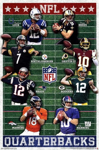 NFL Quarterbacks Poster Print showcasing iconic football players.