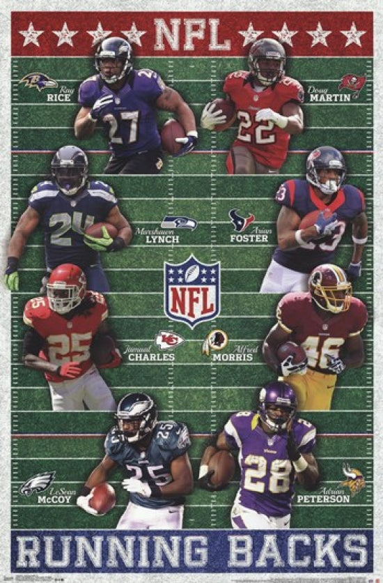 NFL Running Backs 13 Poster Print featuring dynamic football imagery.