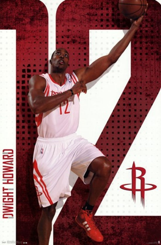 Houston Rockets Dwight Howard 2013 Poster Print, vibrant basketball artwork.