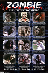 Zombie Identification Guide Poster Print - 24x36