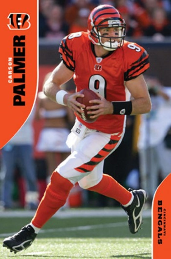 Cincinnati Bengals Carson Palmer Poster Print featuring vibrant colors and high-quality design.
