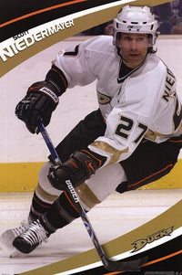 Anaheim Ducks Scott Niedermayer Poster Print showcasing vibrant hockey action.