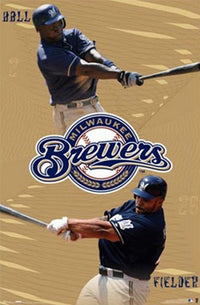 Milwaukee Brewers Collage Poster Print showcasing iconic moments of the team.