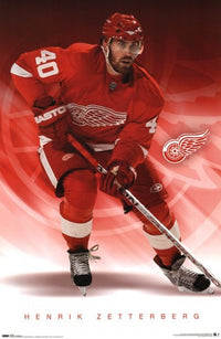 Henrik Zetterberg Red Wings Poster Print featuring vibrant colors and sharp details.