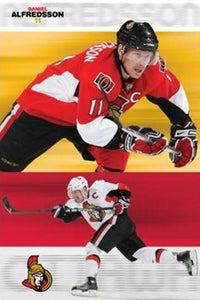 Daniel Alfredsson Senators Poster Print showcasing hockey action.