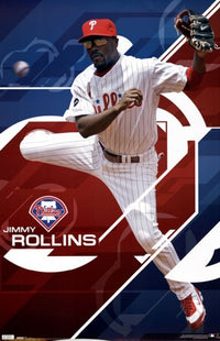 Phillies J Rollins Poster Print showcasing baseball legend.