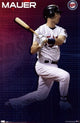 Twins - J Mauer 10 Poster Print featuring vibrant colors and sports theme.