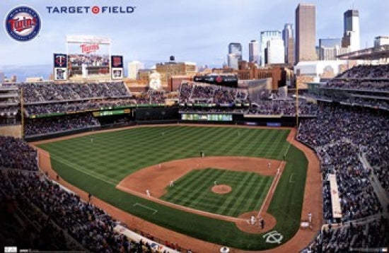 Twins Target Field Poster Print showcasing vibrant baseball venue art.