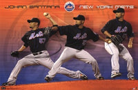 Mets - J Santana Poster Print showcasing vibrant colors and baseball spirit.