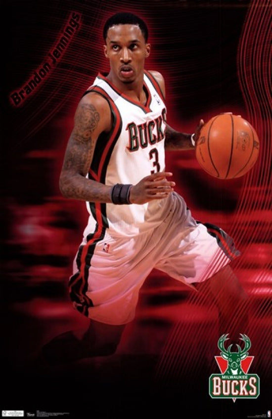 Milwaukee Bucks Brandon Jennings Poster Print 24x36
