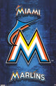 Miami Marlins logo poster print, vibrant design, sports decor.