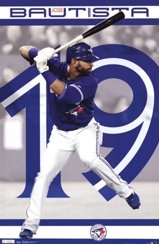 Toronto Blue Jays Jose Bautista 2012 Poster Print showcasing vibrant baseball action.