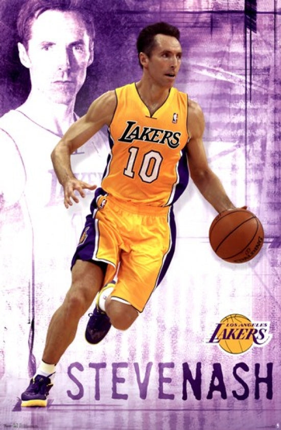 Lakers Steve Nash Poster Print showcasing vibrant colors and dynamic design.