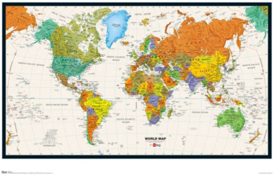 World Map 09 Poster Print showcasing vibrant colors and intricate details.