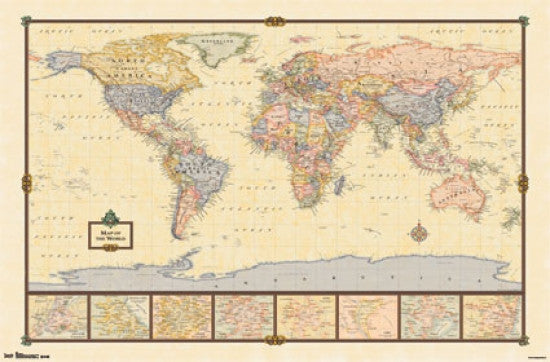Map - World 13 Rolled Poster Print - 22x34