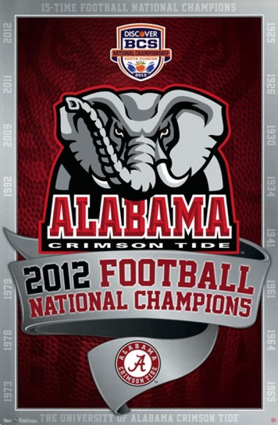 BCS Alabama Crimson Tide Football National Champions 2012 Poster Print