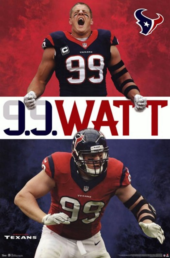 JJ Watt Houston Texans Poster Print showcasing NFL star action.