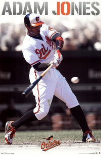 Adam Jones Baltimore Orioles Poster Print showcasing dynamic baseball action.