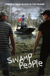 Swamp People Key Art Poster Print featuring vibrant bayou imagery.