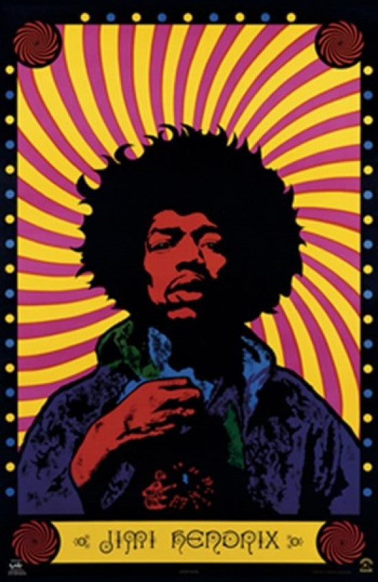 Jimi Hendrix Psychedelic Poster Print - 24x36
