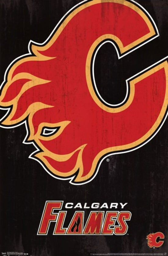 Calgary Flames 2013 Logo Poster Print showcasing the team's logo.