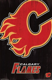 Calgary Flames 2013 Logo Poster Print showcasing the team's logo.