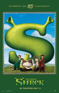Shrek Movie Poster Print featuring beloved characters from the animated film.