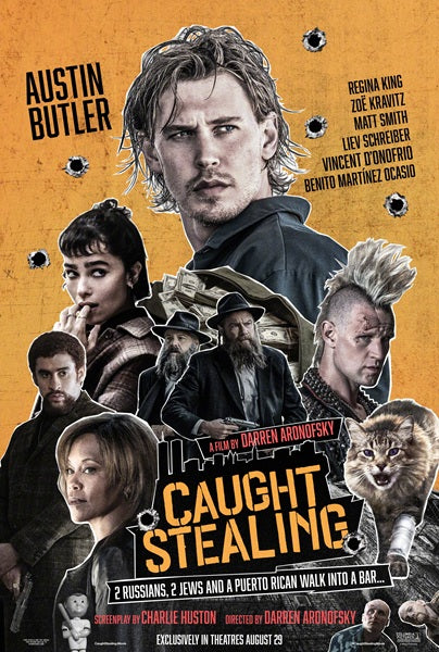 Caught Stealing Movie Poster Print showcasing vibrant colors and cinematic design.