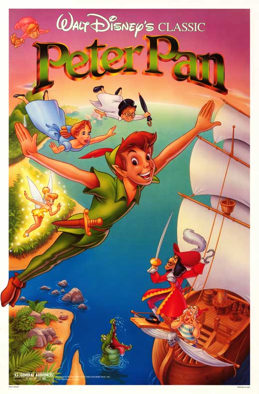 Peter Pan Movie Poster featuring vibrant imagery of Neverland adventure.