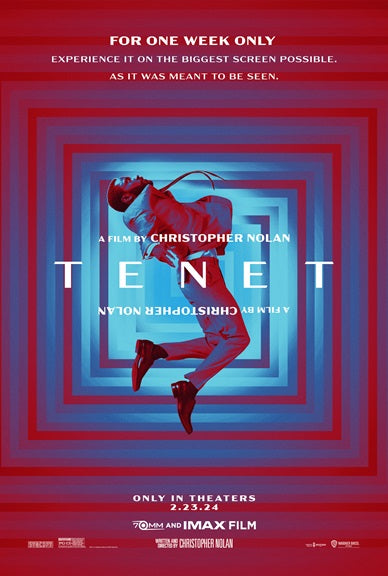 Tenet movie poster print showcasing dramatic visuals and design.