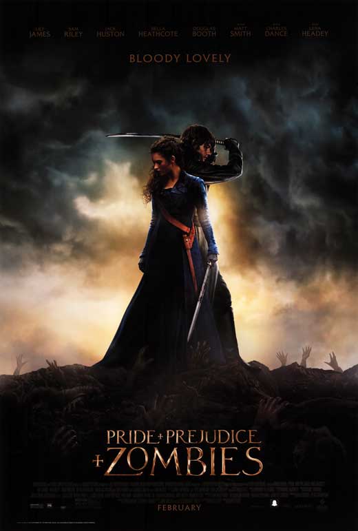 Pride and Prejudice and Zombies Movie Poster featuring classic horror blend.