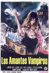 The Vampire Lovers Movie Poster Print featuring classic horror imagery.