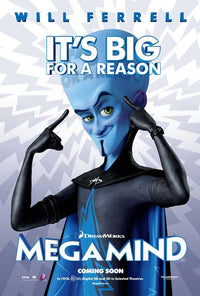 Megamind Movie Poster featuring vibrant colors and dynamic character design.