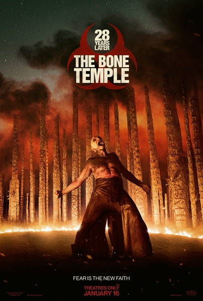 28 Years Later The Bone Temple Movie Poster featuring dark and suspenseful artwork.