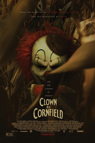Clown in a Cornfield Movie Poster Print featuring eerie imagery