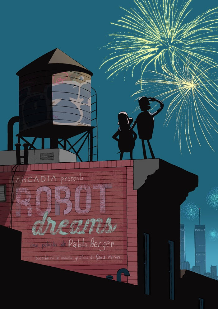 Robot Dreams Movie Poster Print showcasing vibrant colors and futuristic design.